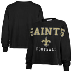 New Orleans Saints '47 Women's Outreach City Oversized Long Sleeve T-Shirt - Black T-shirts