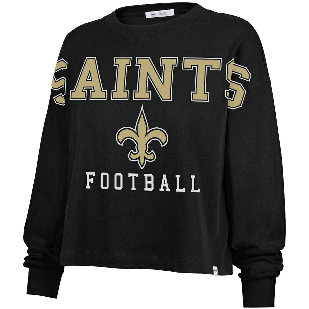 New Orleans Saints '47 Women's Outreach City Oversized Long Sleeve T-Shirt - Black T-shirts