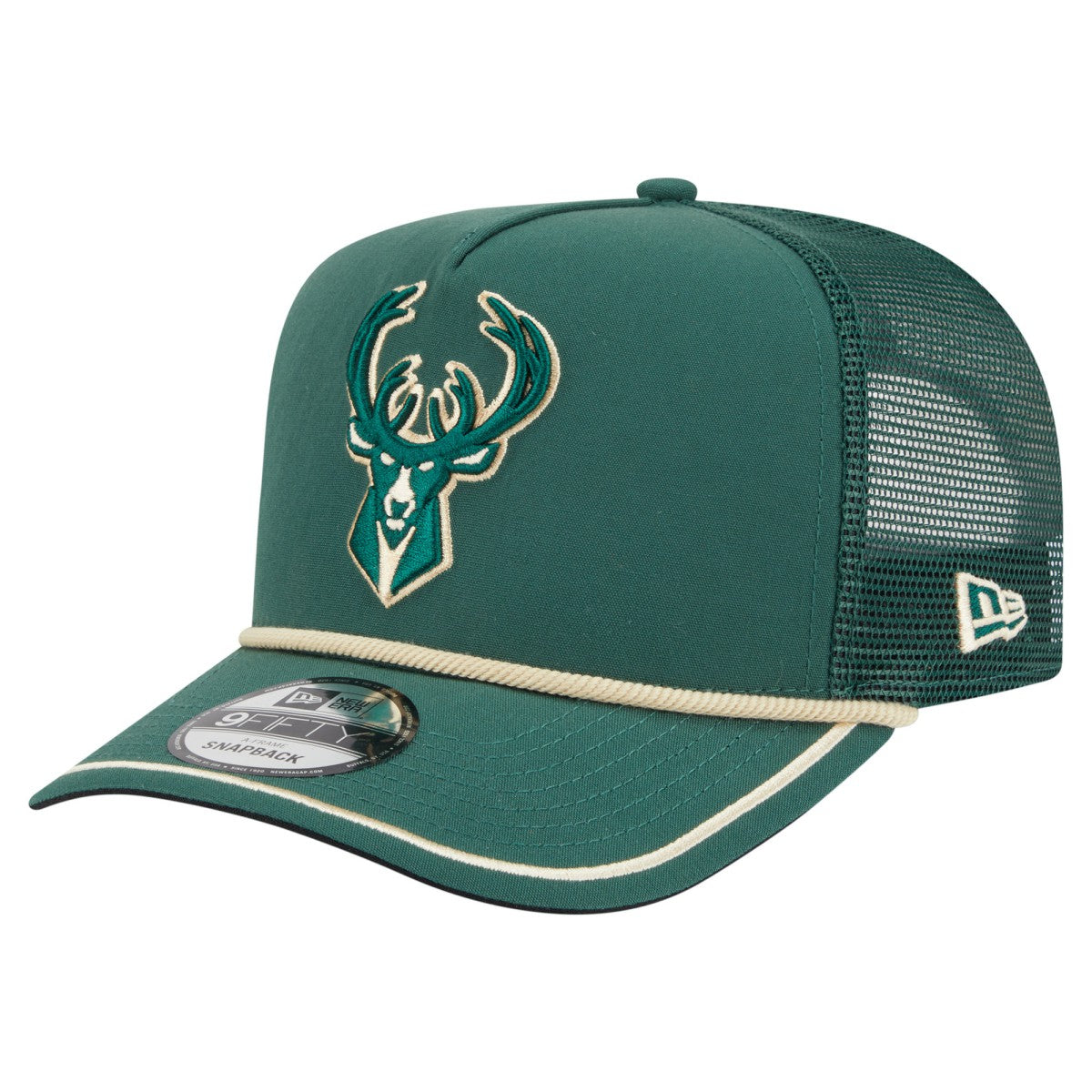 Milwaukee Bucks Vintage Team Rope A-Frame 9FIFTY Snapback Hat Hunter Green - New Era