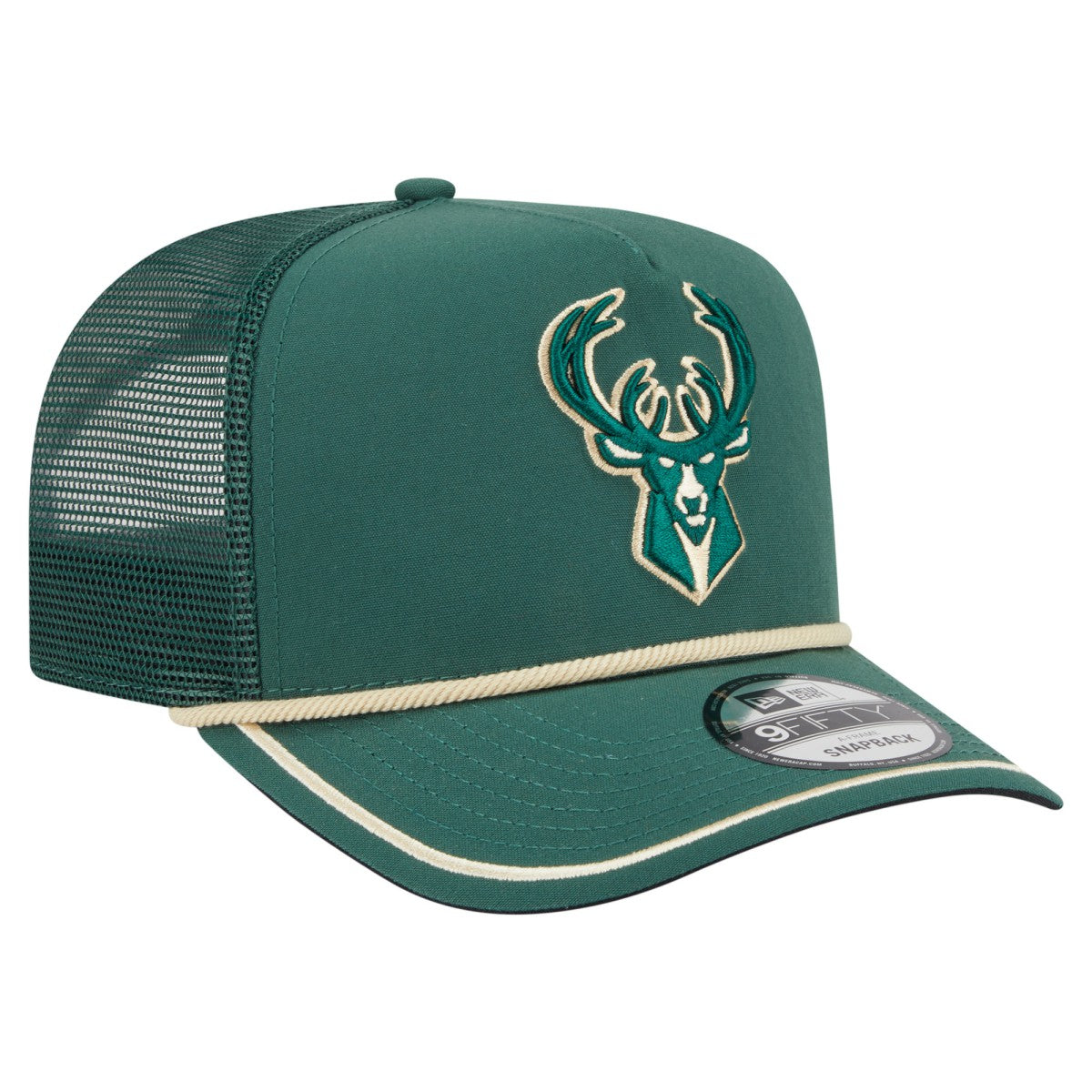 Milwaukee Bucks Vintage Team Rope A-Frame 9FIFTY Snapback Hat Hunter Green - New Era