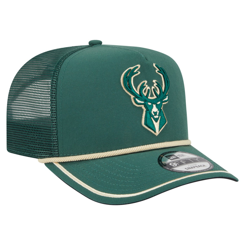 Milwaukee Bucks Vintage Team Rope A-Frame 9FIFTY Snapback Hat Hunter Green - New Era