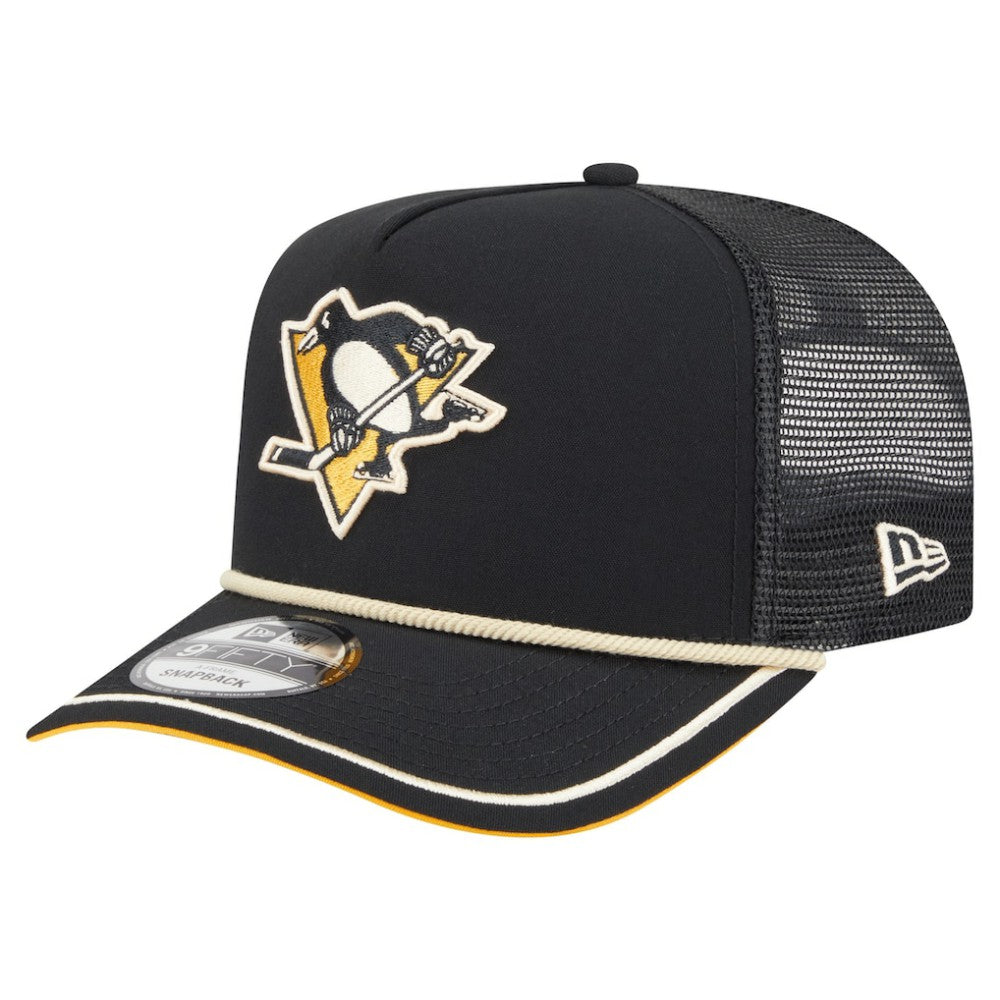 Pittsburgh Penguins New Era Vintage Team Rope A-Frame 9FIFTY Snapback Hat - Black | US 202620641