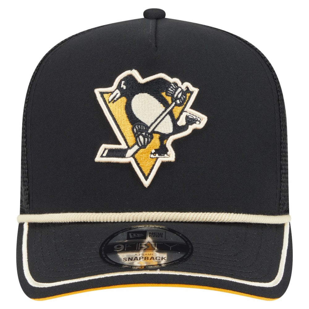 Pittsburgh Penguins New Era Vintage Team Rope A-Frame 9FIFTY Snapback Hat - Black | US 202620641