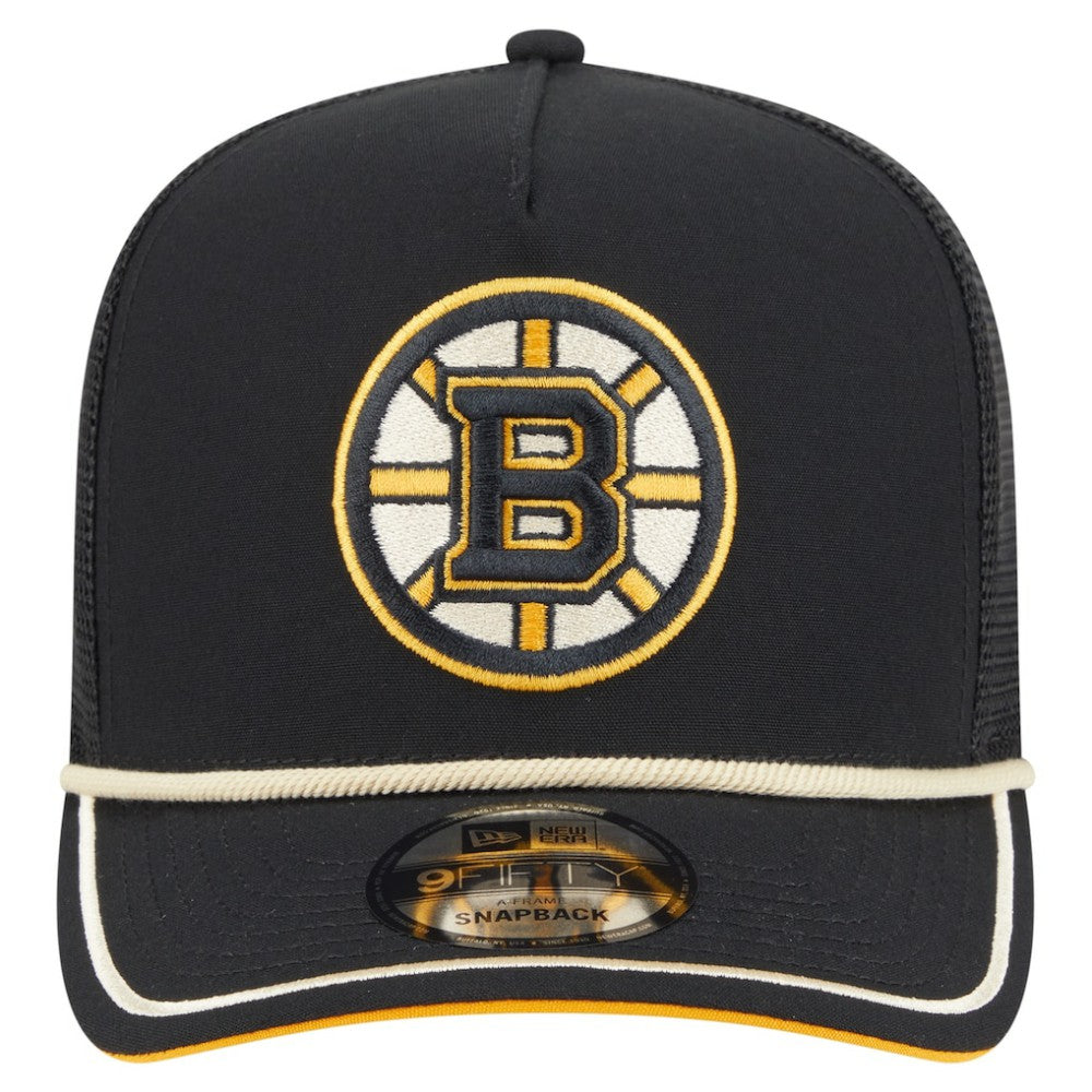 Boston Bruins New Era Vintage Team Rope A-Frame 9FIFTY Snapback Hat - Black | US 202620645