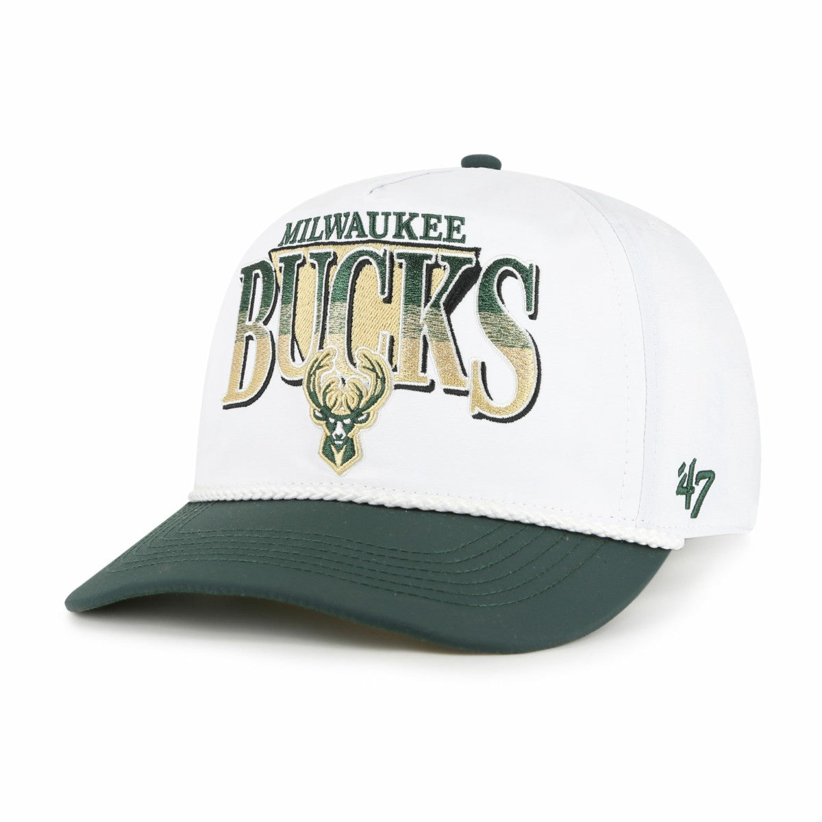 Milwaukee Bucks '47 Tribute Two-Tone Hitch Adjustable Hat White/Hunter Green - 47 brand