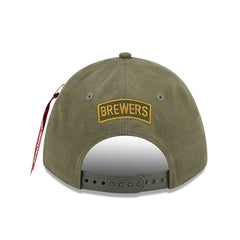 Milwaukee Brewers New Era x Alpha Industries A-Frame 9FORTY Adjustable Hat - Olive Hats