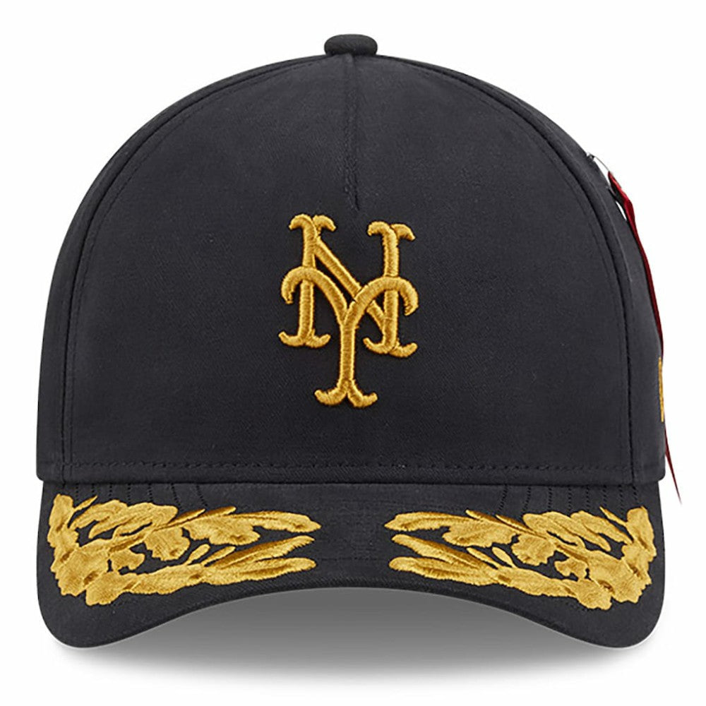 New York Mets New Era x Alpha Industries A-Frame 9FORTY Adjustable Hat - Black Hats