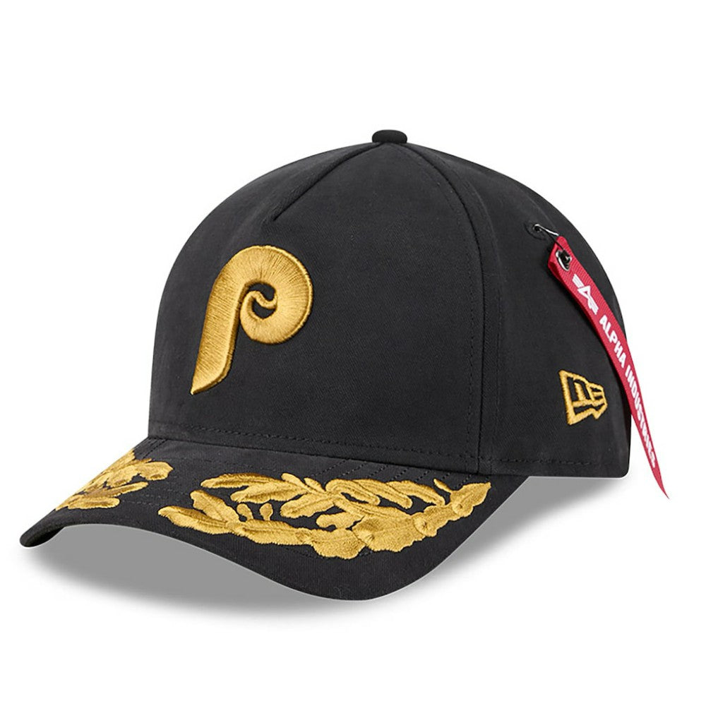 Philadelphia Phillies New Era x Alpha Industries A-Frame 9FORTY Adjustable Hat - Black Hats