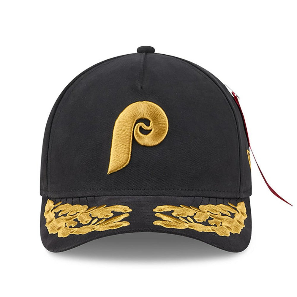 Philadelphia Phillies New Era x Alpha Industries A-Frame 9FORTY Adjustable Hat - Black Hats