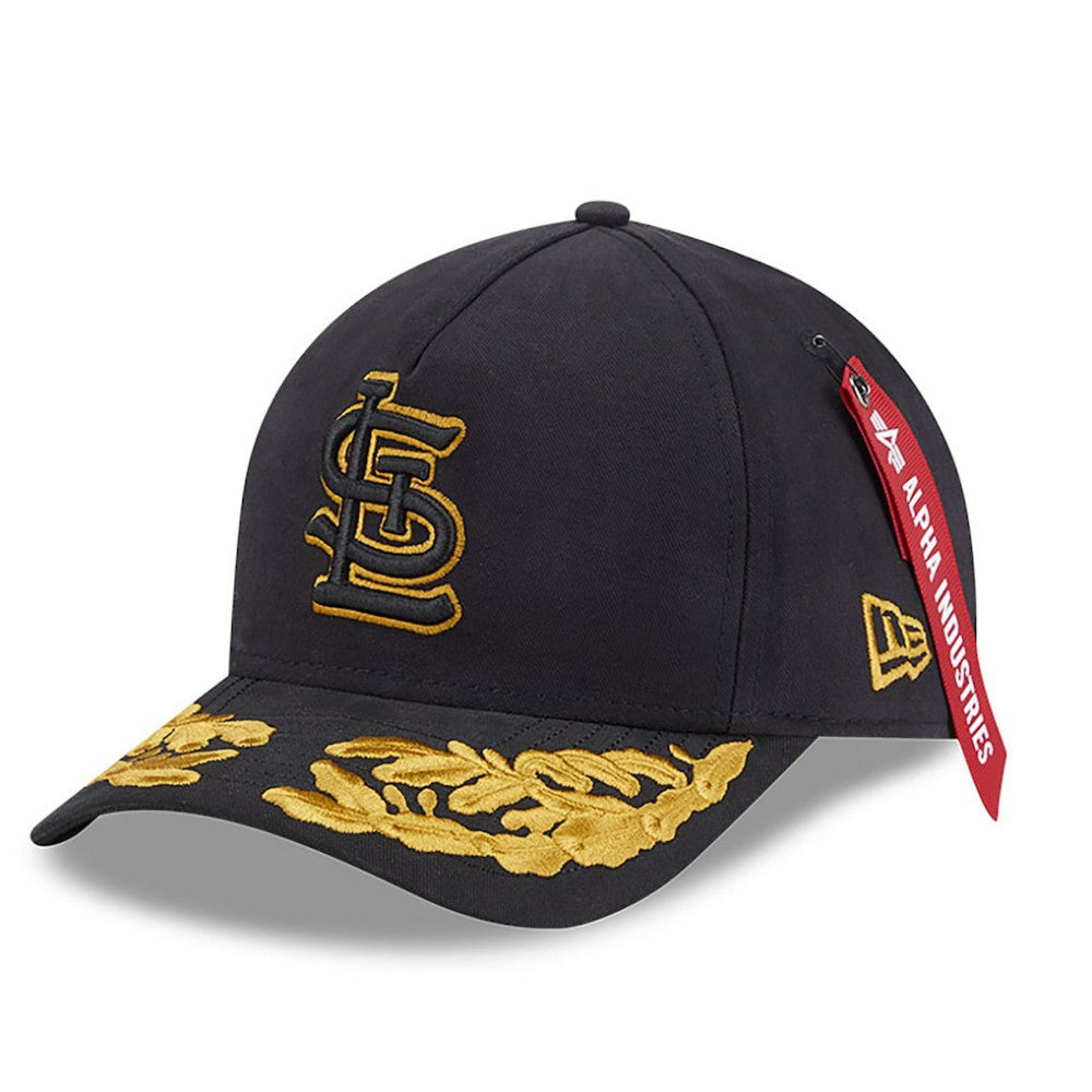 St. Louis Cardinals New Era x Alpha Industries A-Frame 9FORTY Adjustable Hat - Black Hats
