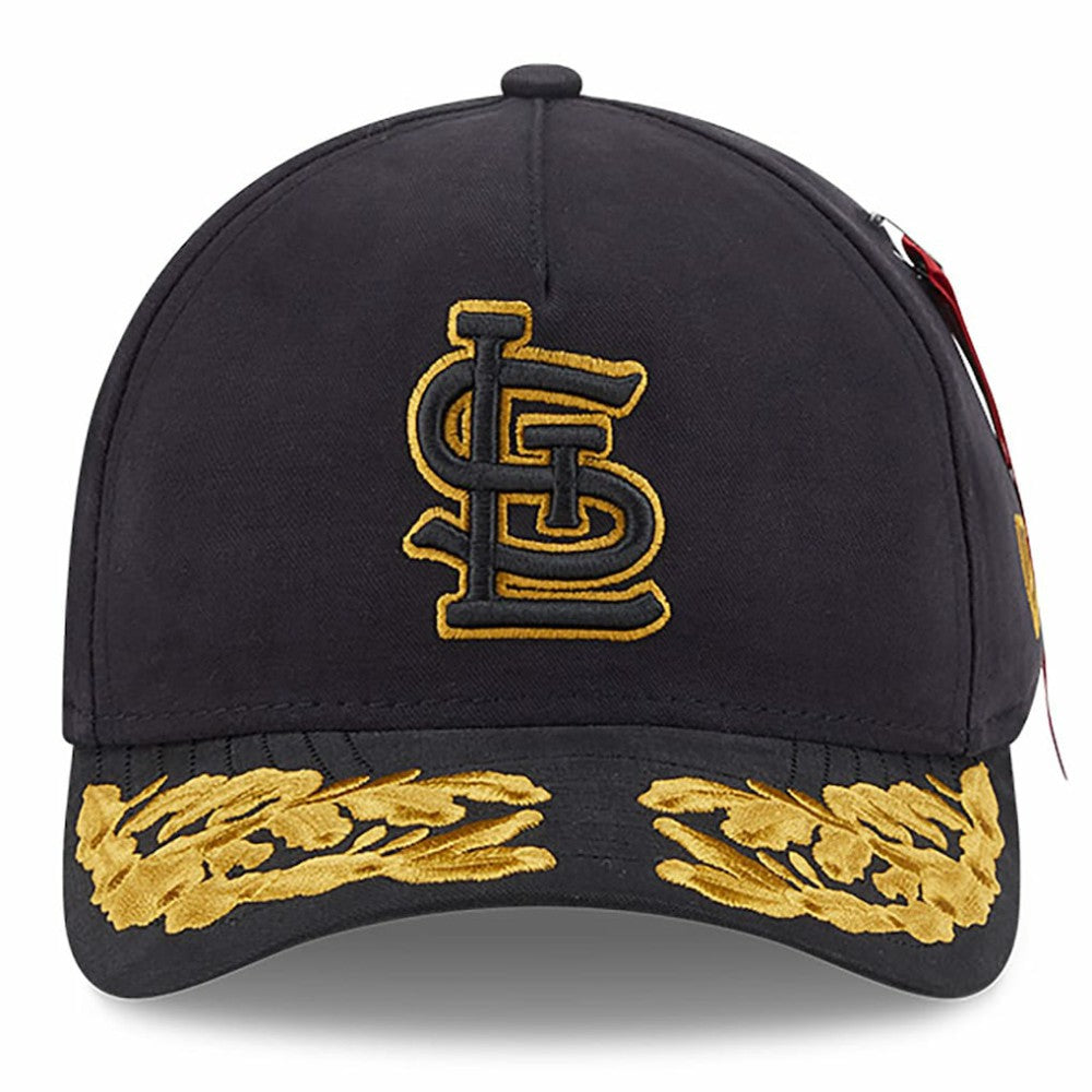 St. Louis Cardinals New Era x Alpha Industries A-Frame 9FORTY Adjustable Hat - Black Hats