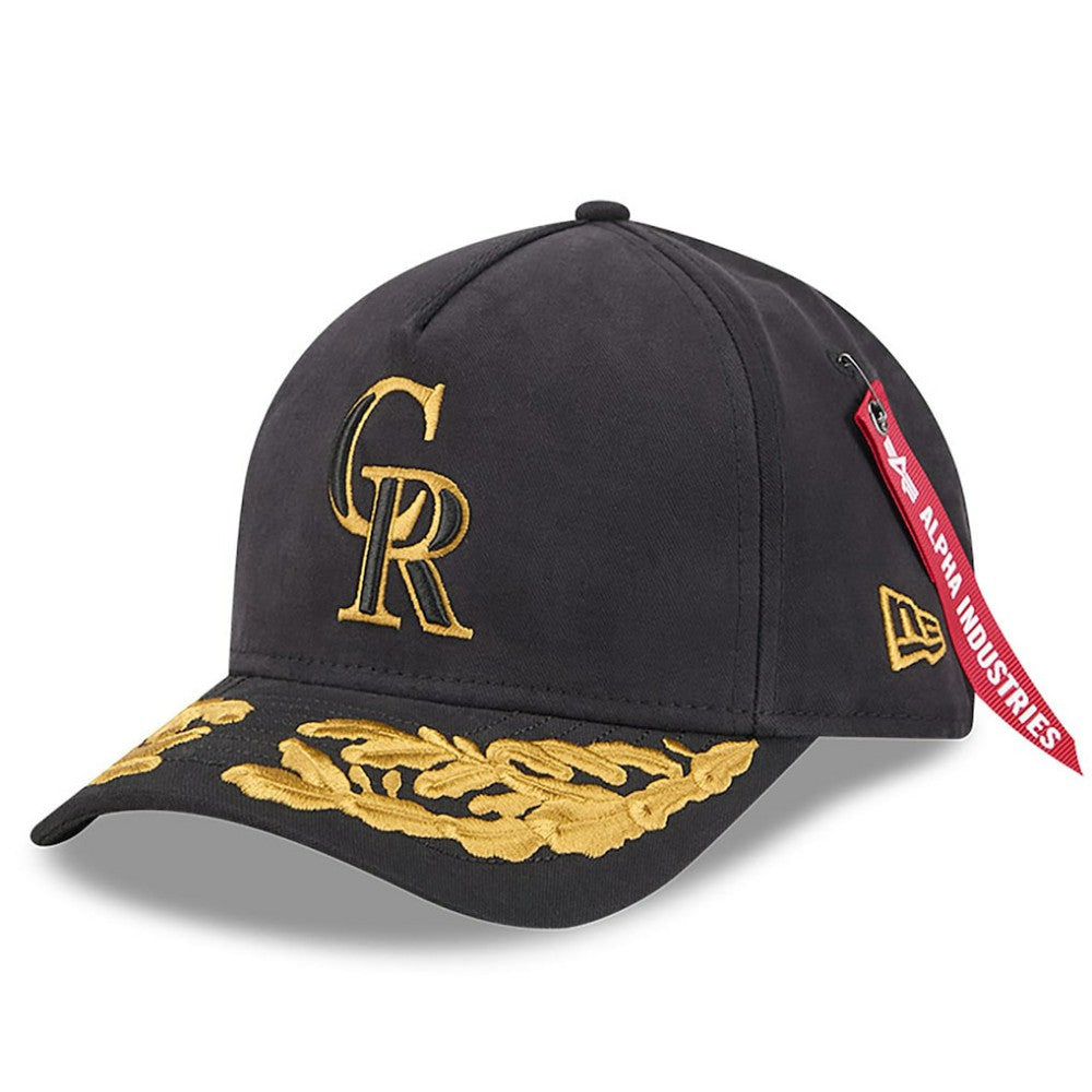 Colorado Rockies New Era x Alpha Industries A-Frame 9FORTY Adjustable Hat - Black Hats