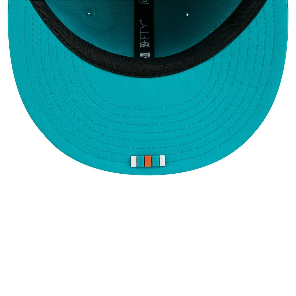 Miami Dolphins New Era 2025 Sideline 59FIFTY Fitted Hat - Aqua Hats