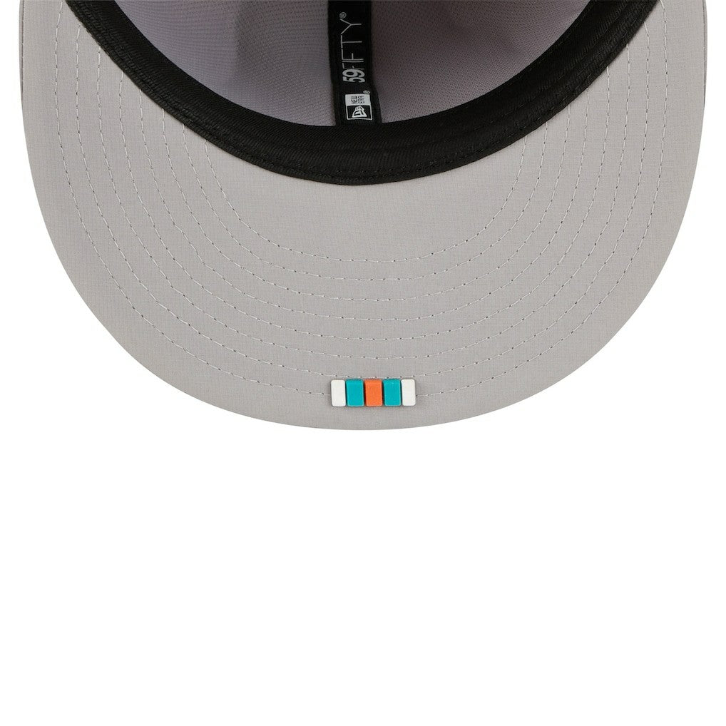 Miami Dolphins New Era 2025 Sideline 59FIFTY Fitted Hat - Gray Hats
