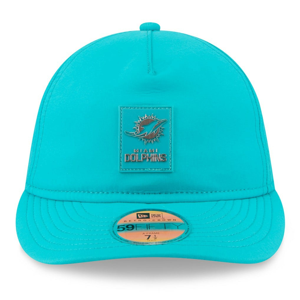 Miami Dolphins New Era 2025 Sideline Retro Crown 59FIFTY Fitted Hat - Aqua Hats