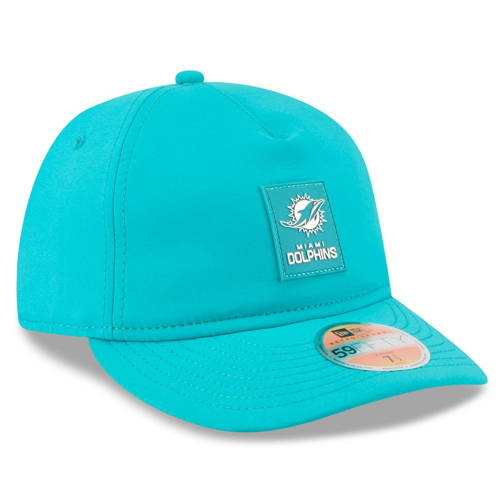 Miami Dolphins New Era 2025 Sideline Retro Crown 59FIFTY Fitted Hat - Aqua Hats