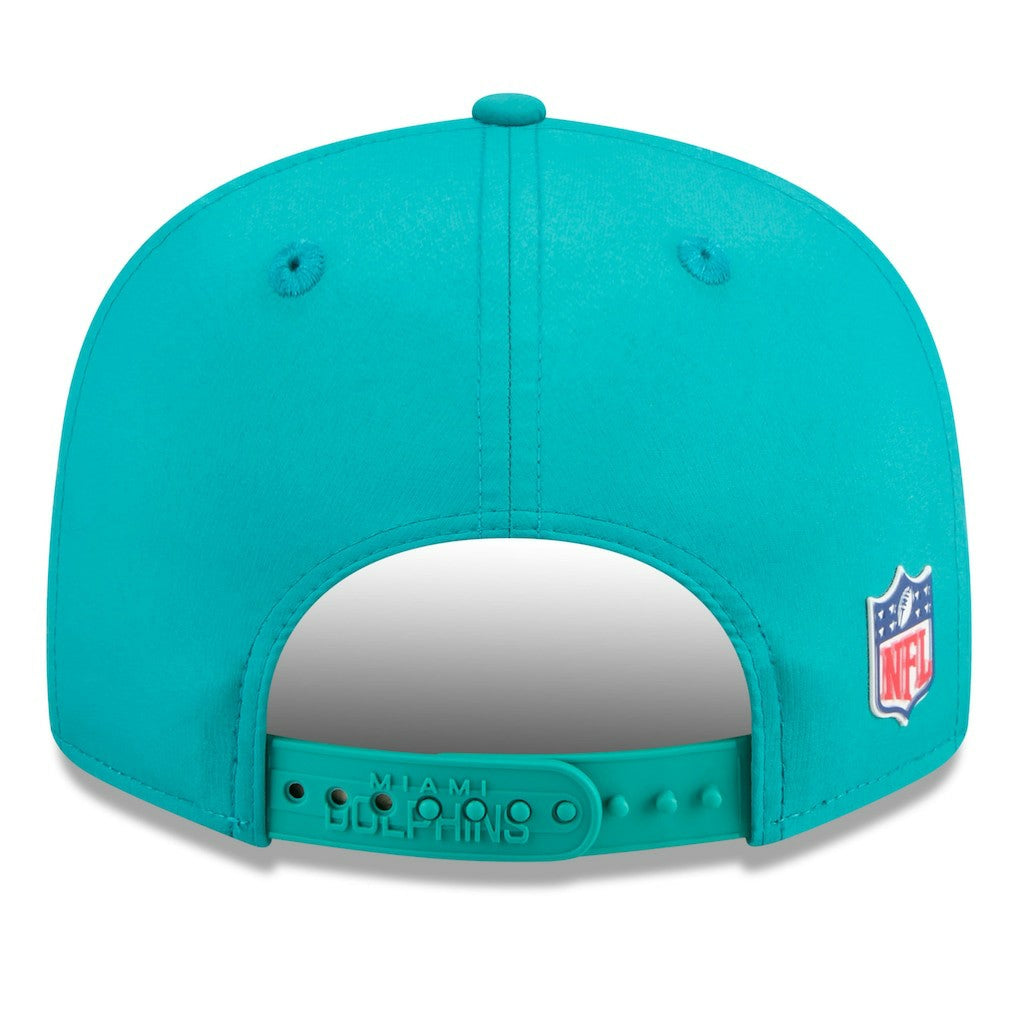 Miami Dolphins New Era 2025 Sideline Throwback Split Panel 9FIFTY Snapback Hat - Aqua Hats