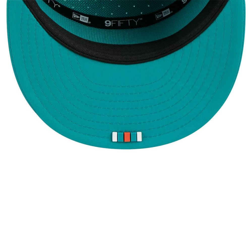Miami Dolphins New Era 2025 Sideline Throwback Split Panel 9FIFTY Snapback Hat - Aqua Hats