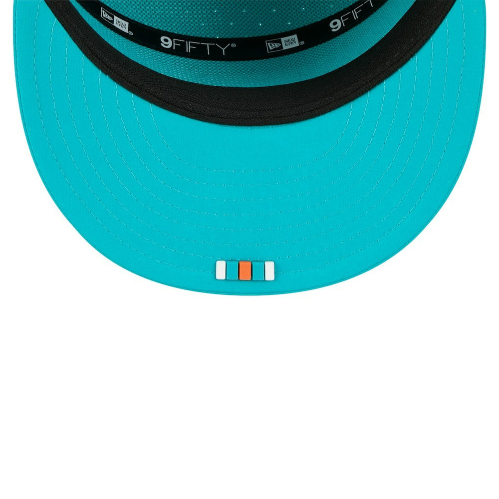 Miami Dolphins New Era 2025 Sideline Split Panel 9FIFTY Snapback Hat - Aqua Hats