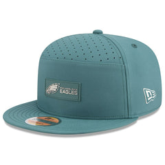 Philadelphia Eagles New Era 2025 Sideline Split Panel 9FIFTY Snapback Hat - Midnight Green Hats