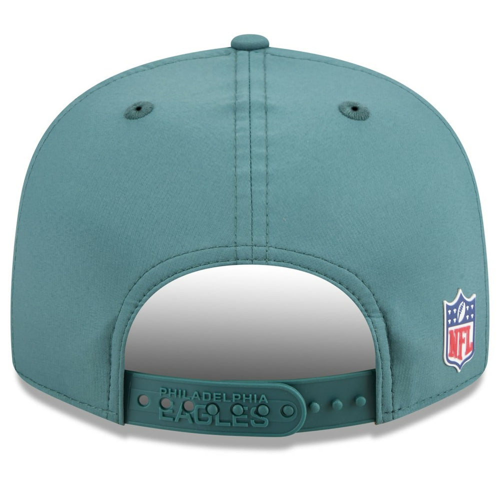 Philadelphia Eagles New Era 2025 Sideline Split Panel 9FIFTY Snapback Hat - Midnight Green Hats