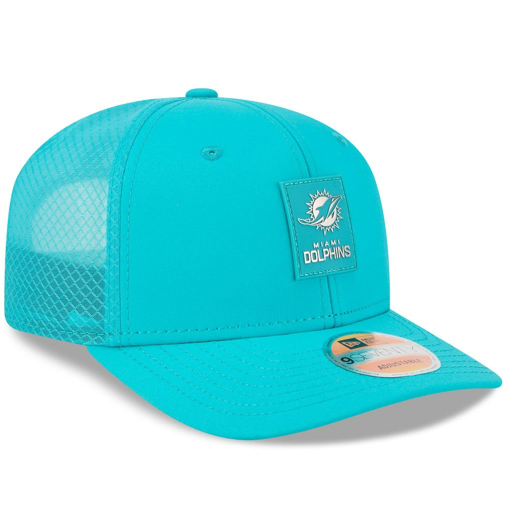 Miami Dolphins New Era 2025 Sideline 9SEVENTY Trucker Adjustable Hat - Aqua Hats