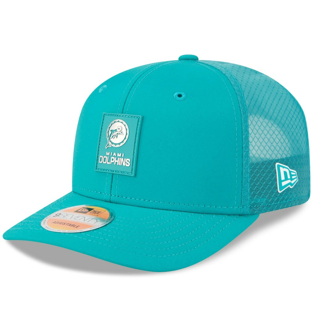 Miami Dolphins New Era 2025 Sideline Throwback 9SEVENTY Trucker Adjustable Hat - Aqua Hats