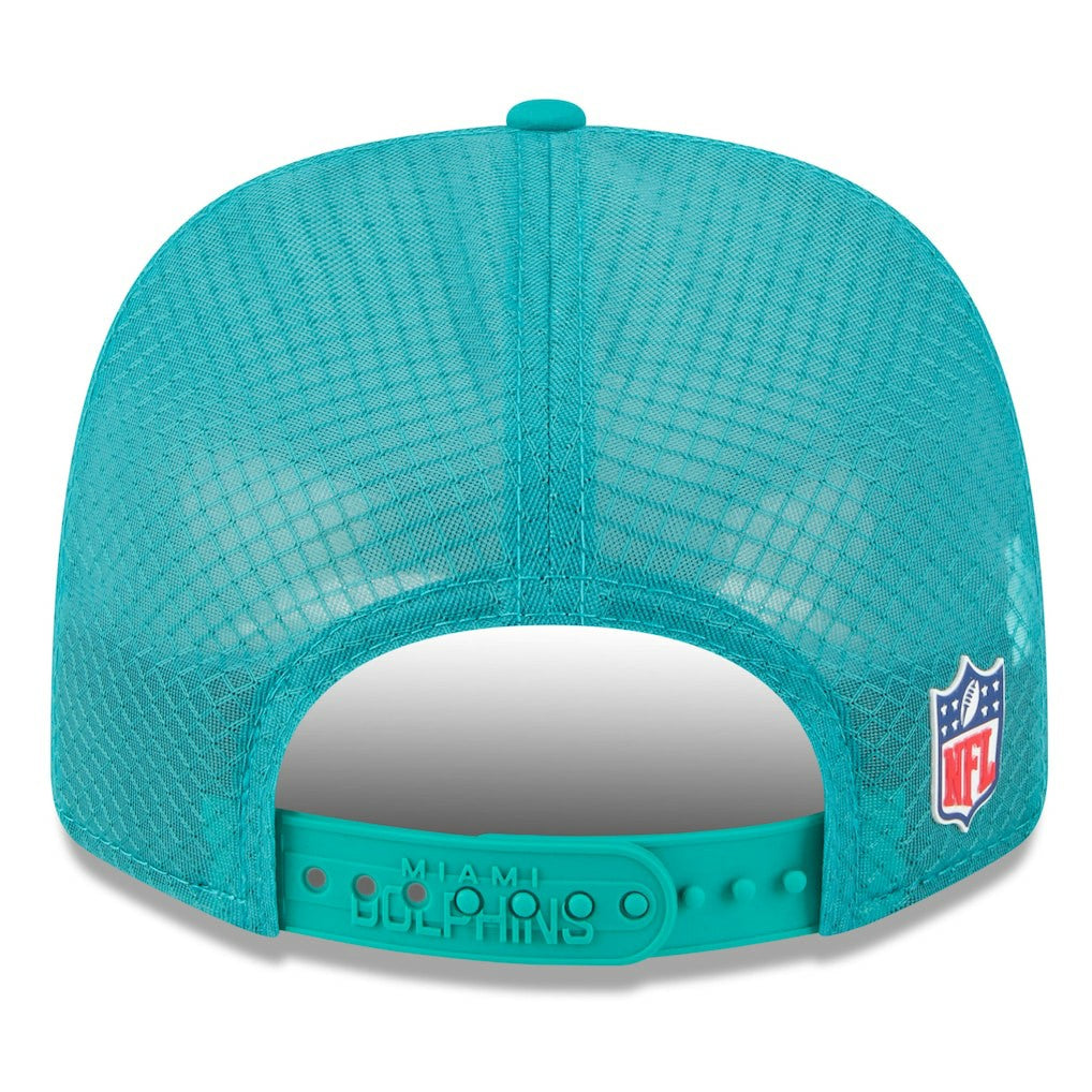 Miami Dolphins New Era 2025 Sideline Throwback 9SEVENTY Trucker Adjustable Hat - Aqua Hats