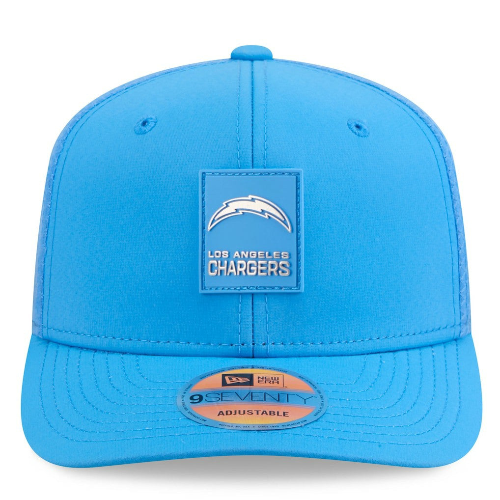 Los Angeles Chargers New Era 2025 Sideline 9SEVENTY Trucker Adjustable Hat - Powder Blue Hats