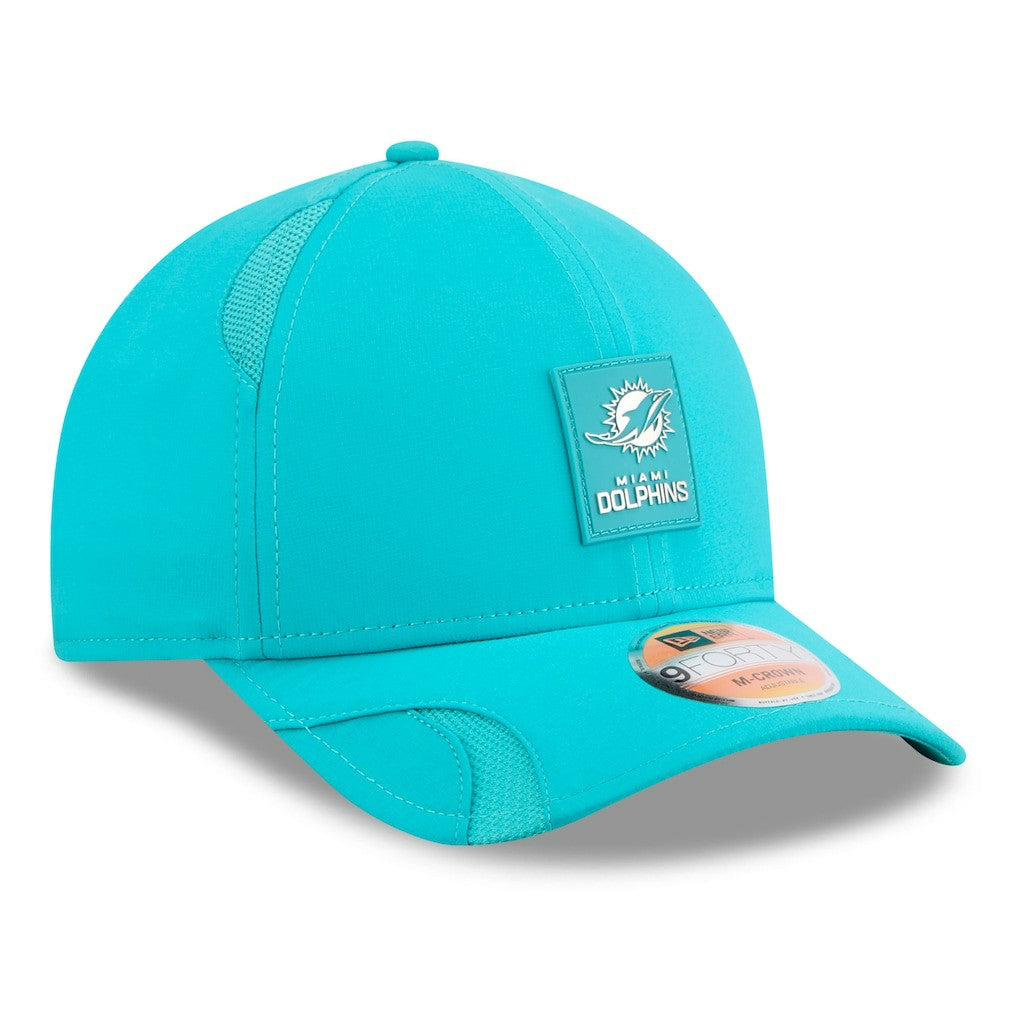 Miami Dolphins New Era 2025 Sideline M-Crown 9FORTY Adjustable Hat - Aqua Hats