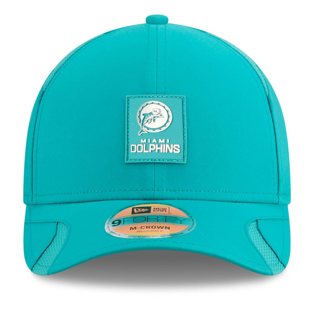 Miami Dolphins New Era 2025 Sideline Throwback M-Crown 9FORTY Adjustable Hat - Aqua Hats