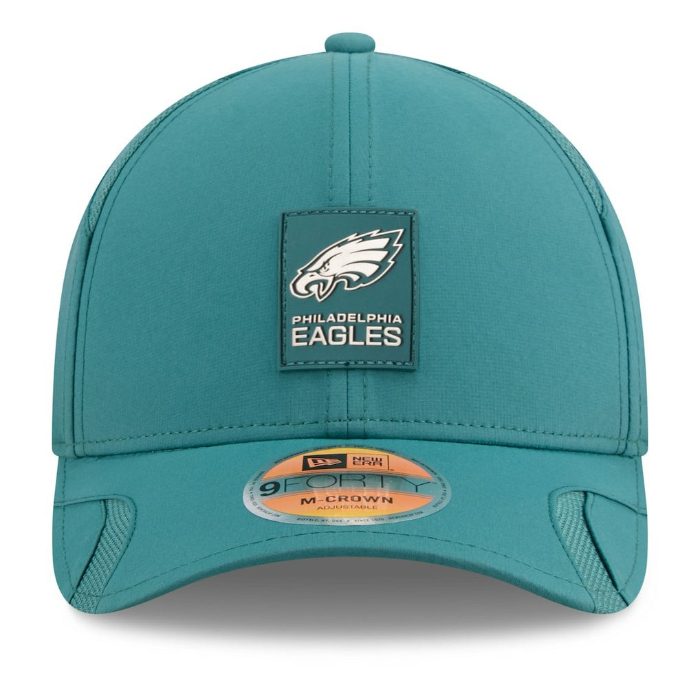 Philadelphia Eagles New Era 2025 Sideline M-Crown 9FORTY Adjustable Hat - Midnight Green Hats
