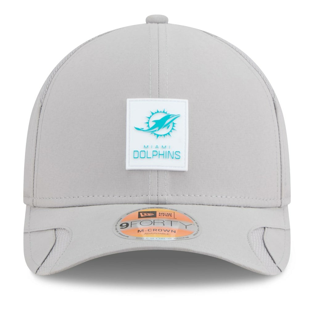Miami Dolphins New Era 2025 Sideline M-Crown 9FORTY Adjustable Hat - Gray Hats