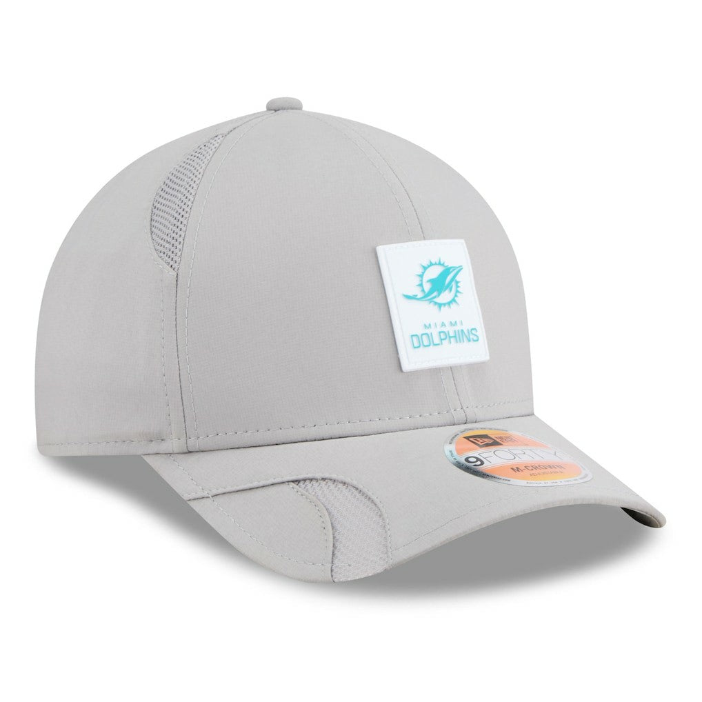 Miami Dolphins New Era 2025 Sideline M-Crown 9FORTY Adjustable Hat - Gray Hats