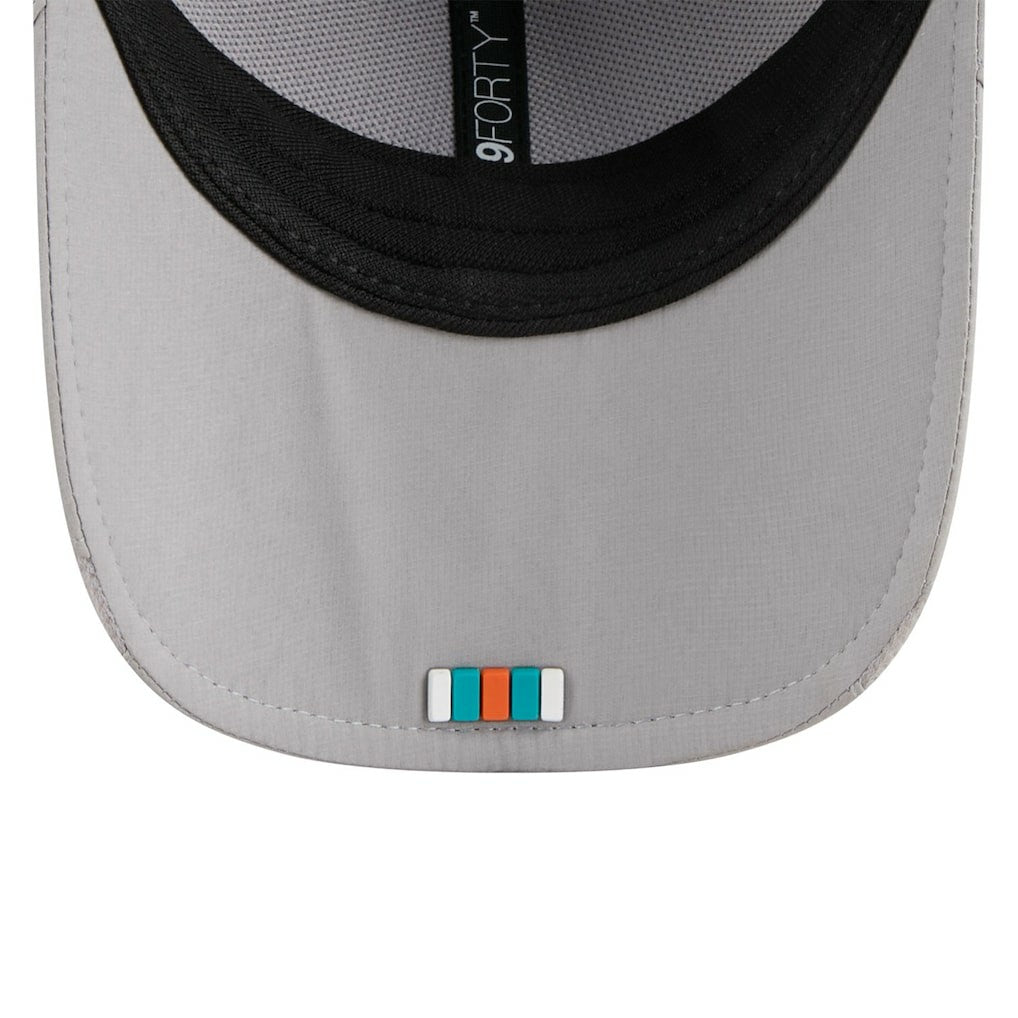 Miami Dolphins New Era 2025 Sideline M-Crown 9FORTY Adjustable Hat - Gray Hats