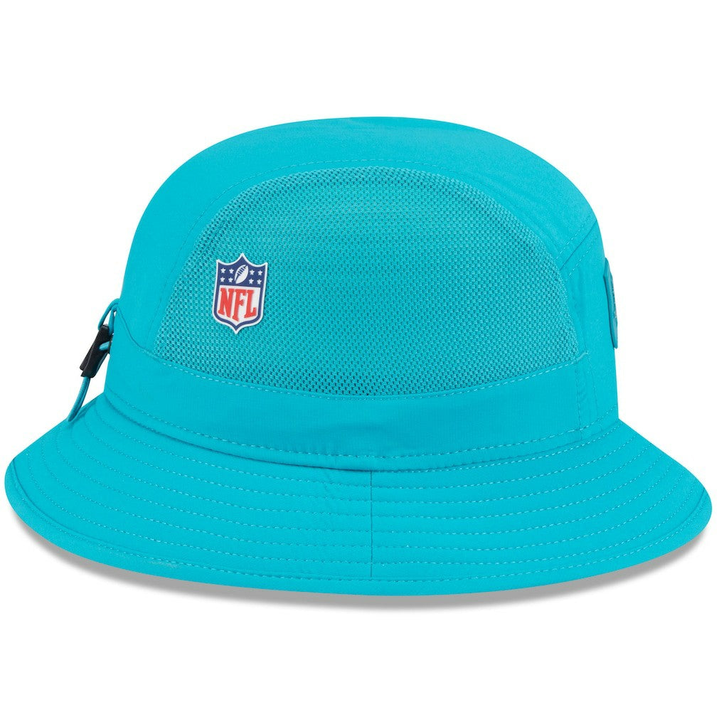 Miami Dolphins New Era 2025 Sideline Bucket Hat - Aqua Hats