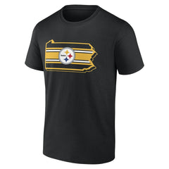 Pittsburgh Steelers State Outline T-Shirt - Black T-shirts