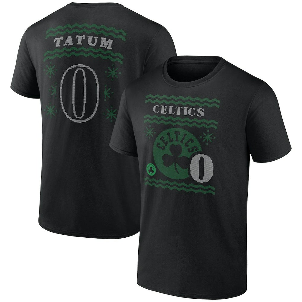Jayson Tatum Boston Celtics Ugly Sweater Name & Number T-Shirt Black outlet