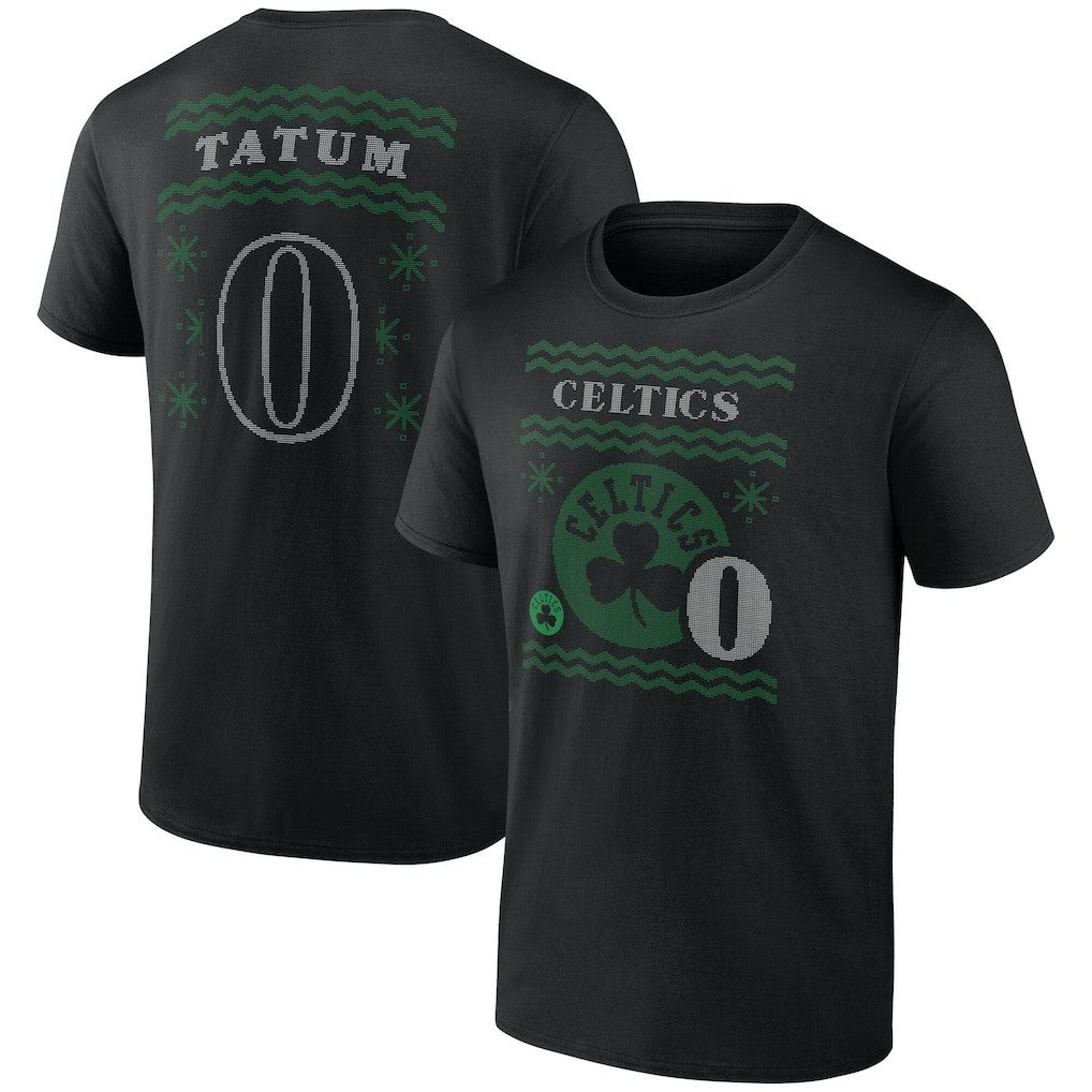 Jayson Tatum Boston Celtics Ugly Sweater Name & Number T-Shirt Black outlet