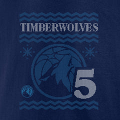 Anthony Edwards Minnesota Timberwolves Ugly Sweater Name & Number T-Shirt Navy