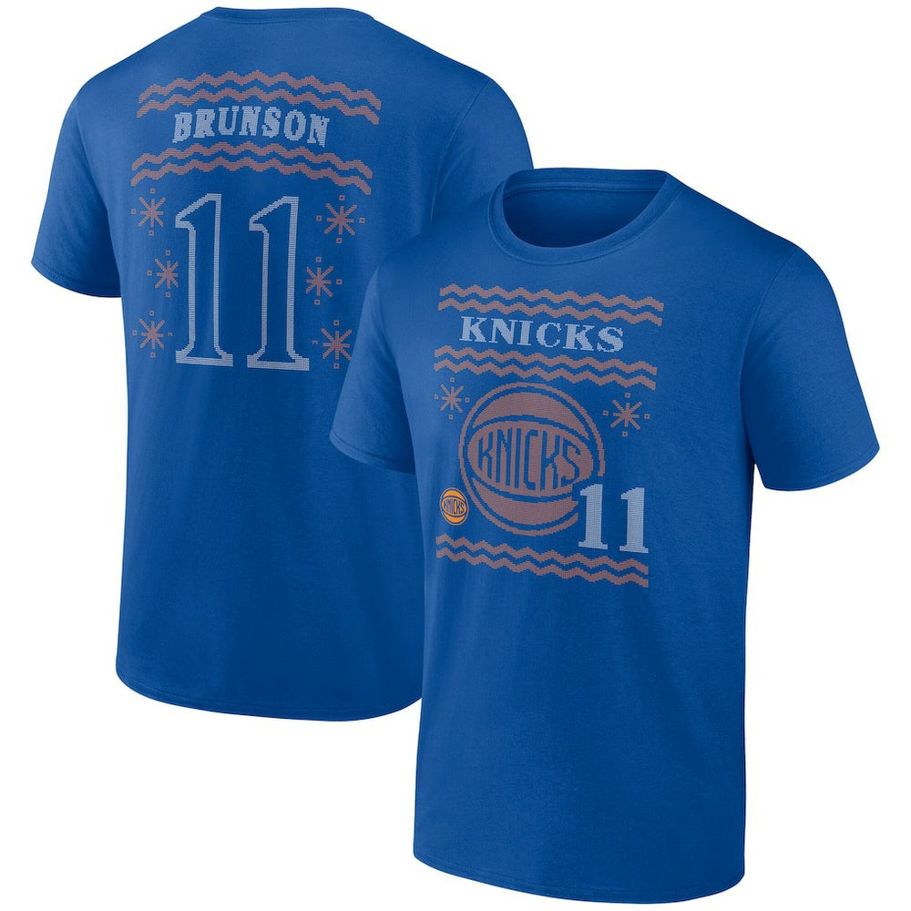 Jalen Brunson New York Knicks Ugly Sweater Name & Number T-Shirt Blue outlet