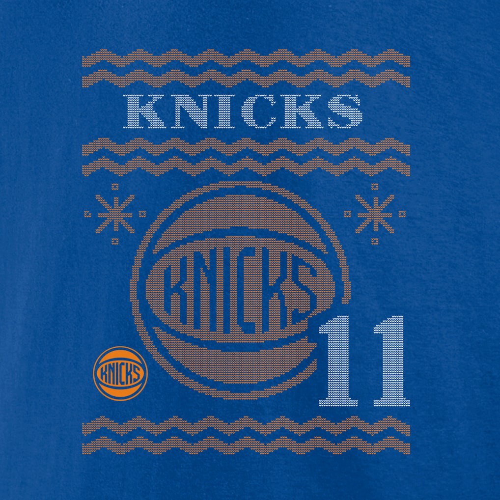 Jalen Brunson New York Knicks Ugly Sweater Name & Number T-Shirt Blue outlet