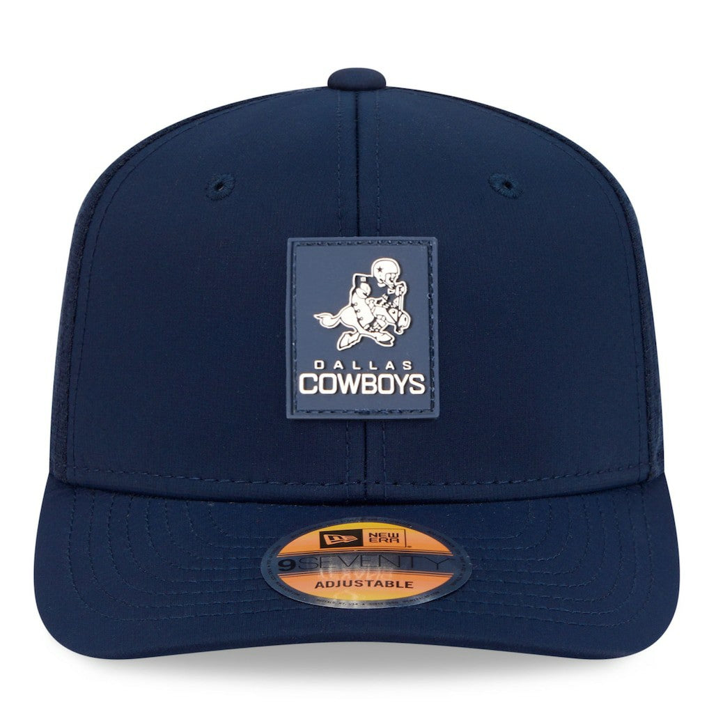 Dallas Cowboys New Era 2025 Sideline Throwback 9SEVENTY Trucker Adjustable Hat - Navy Hats