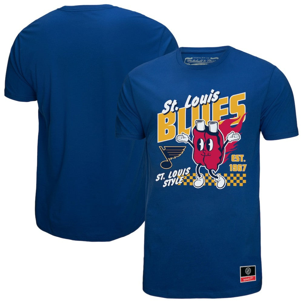 St. Louis Blues Mitchell & Ness Local Food T-Shirt - Blue | US 202629812