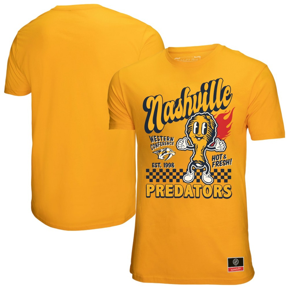 Nashville Predators Mitchell & Ness Local Food T-Shirt - Gold | US 202629817