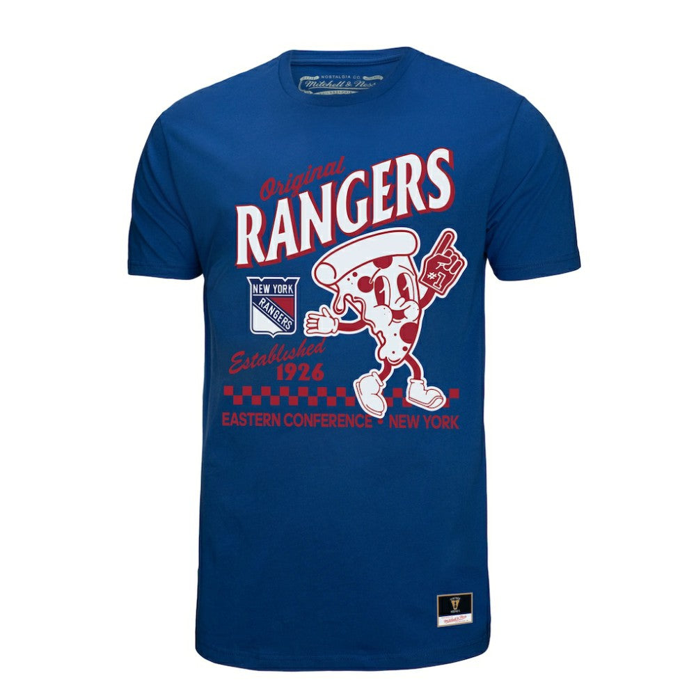 New York Rangers Mitchell & Ness Local Food T-Shirt - Blue | US 202629818