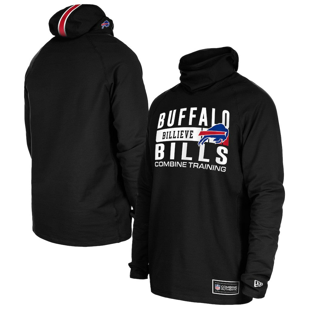 Buffalo Bills New Era Functional Fandom Balaclava Helmet Stripe Tri-Blend Hoodie - Black Hoodies
