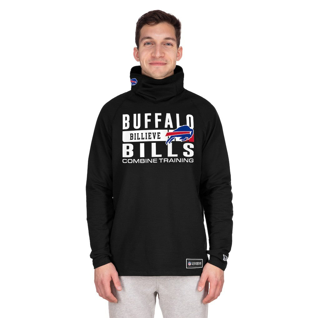 Buffalo Bills New Era Functional Fandom Balaclava Helmet Stripe Tri-Blend Hoodie - Black Hoodies