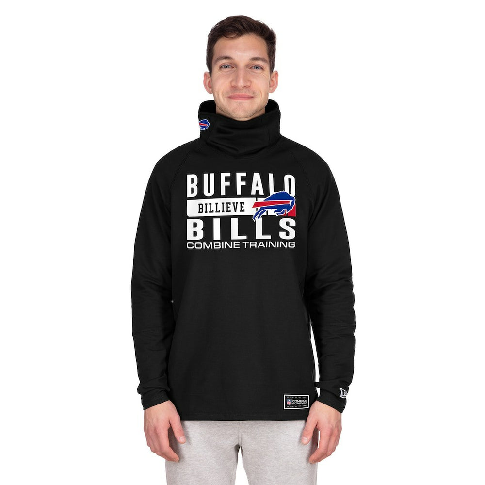 Buffalo Bills New Era Functional Fandom Balaclava Helmet Stripe Tri-Blend Hoodie - Black Hoodies