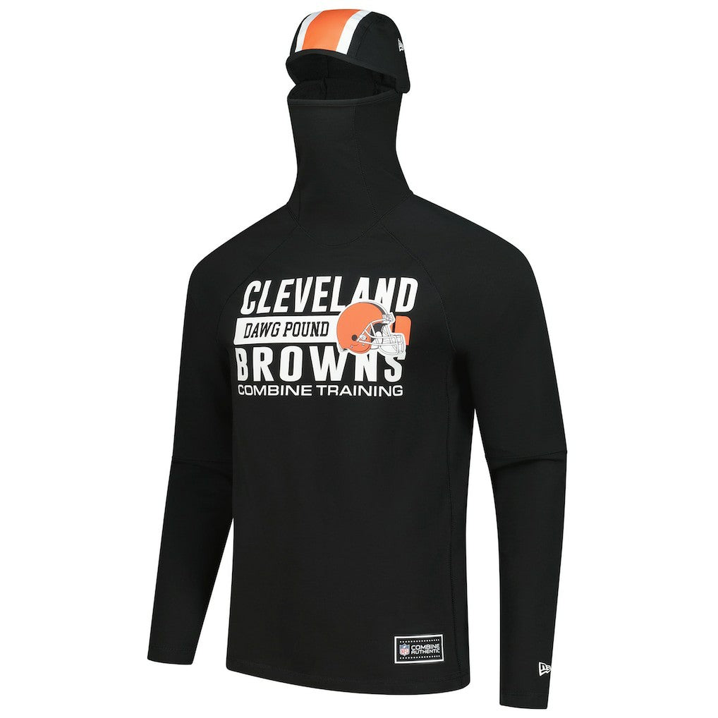 Cleveland Browns New Era Functional Fandom Balaclava Helmet Stripe Tri-Blend Hoodie - Black Hoodies